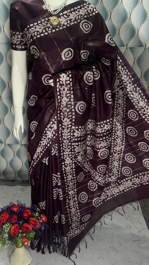 Elegant Katan Silk Batik Print Saree – Handcrafted Heritage with a Modern Touch